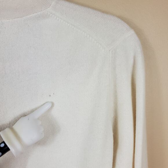 Talbots Cream 100% Cashmere One Button Cardigan Size L - Picture 7 of 12